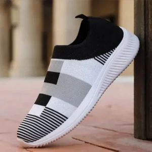 Bobbyshoe Women Casual Knit Design Breathable Mesh Color Blocking Flat Sneakers